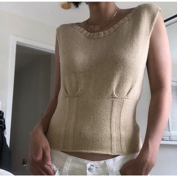 MaxMara Tops - Max Mara Made In Italy Cotton Woven Y2K Knit Bustier Crop Top S